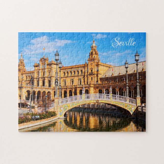 Custom text Seville Spain photo puzzles (Horizontal)