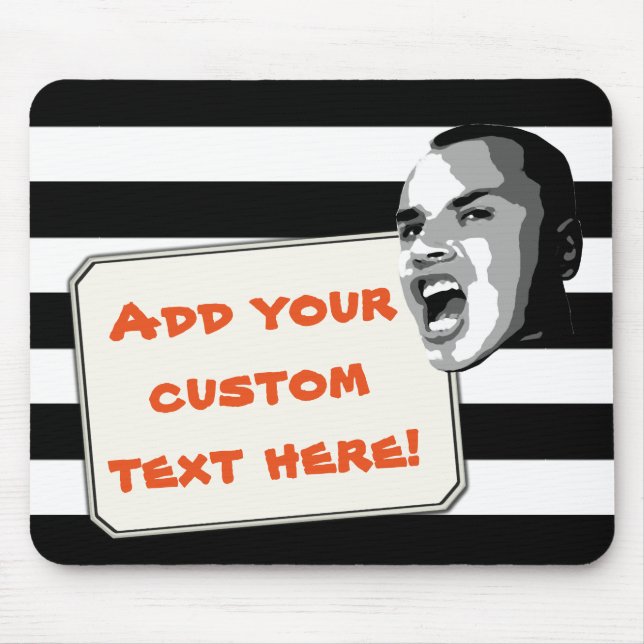 Custom Text Shout on Black Stripes Mouse Pad (Front)