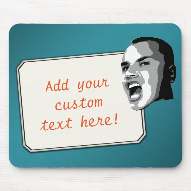 Custom Text Shout on Gradient Teal Mouse Pad (Front)