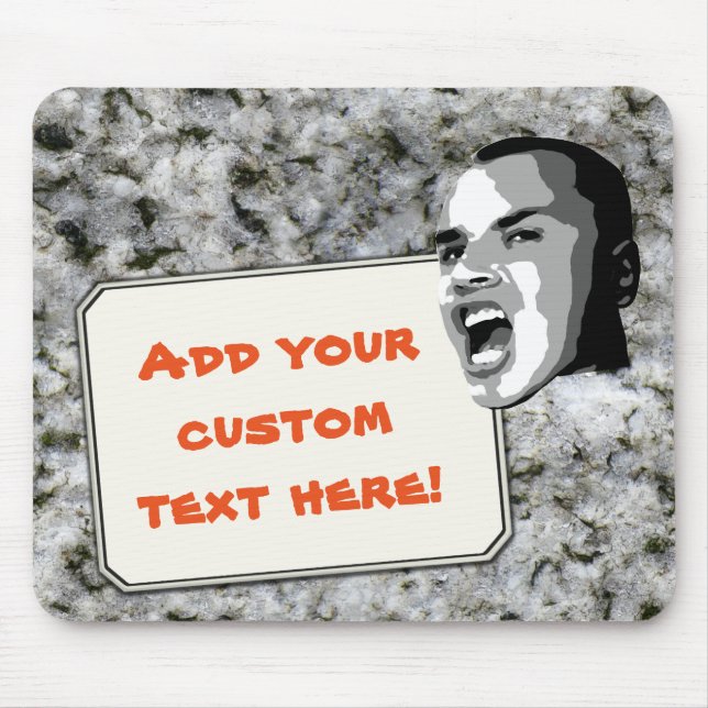 Custom Text Shout on Granite Rock Texture Mouse Pad (Front)