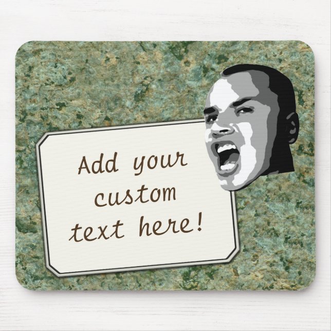 Custom Text Shout on Green Rock Texture Mouse Pad (Front)