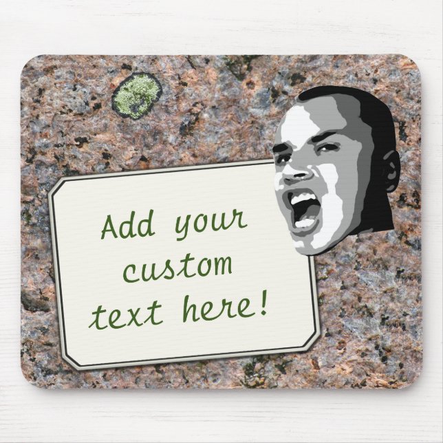 Custom Text Shout on Neutral Rock Texture Mouse Pad (Front)