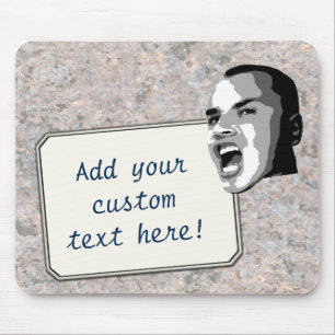 Custom Text Shout on Neutral Rock Texture Mouse Pad