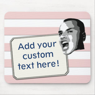 Custom Text Shout on Pastel Pink Stripes Mouse Pad