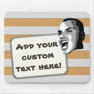 Custom Text Shout on Pastel Silver Stripes Mouse Pad