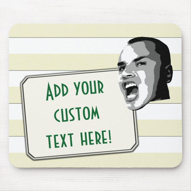 Custom Text Shout on Pastel Yellow Stripes Mouse Pad (Front)