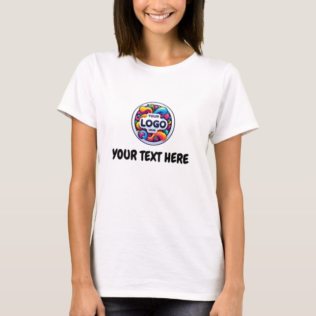 custom text Simple Logo and Text Business T-Shirt (Front)