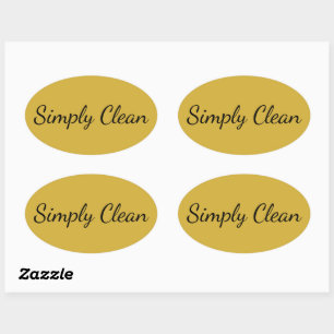 Custom Text Simply Clean M Gold Oval Sticker Sheet