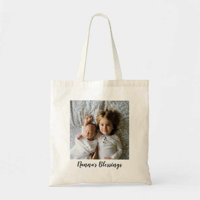 Custom Text, Single Photo Nanna's Tote Bag (Front)