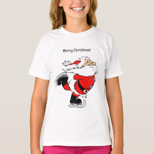 Custom Text Skating Santa T-Shirt