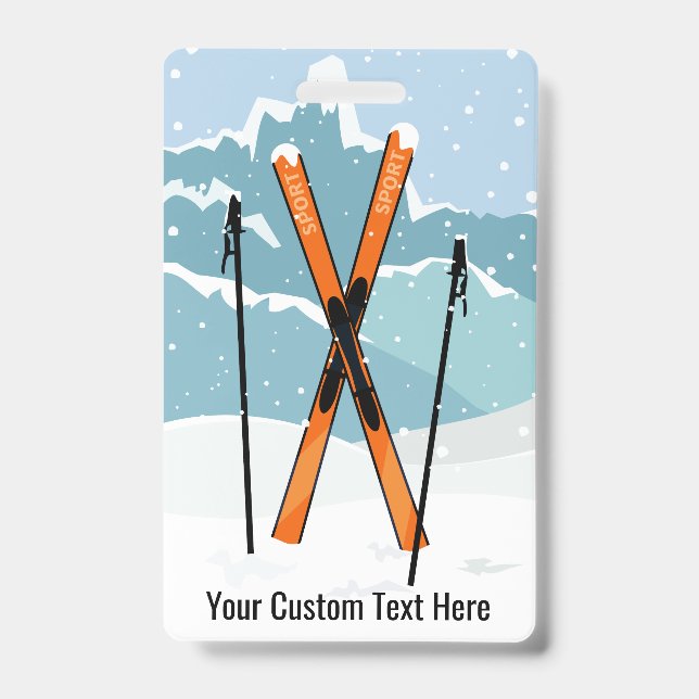 Custom Text Ski badges ID Badge (Front)