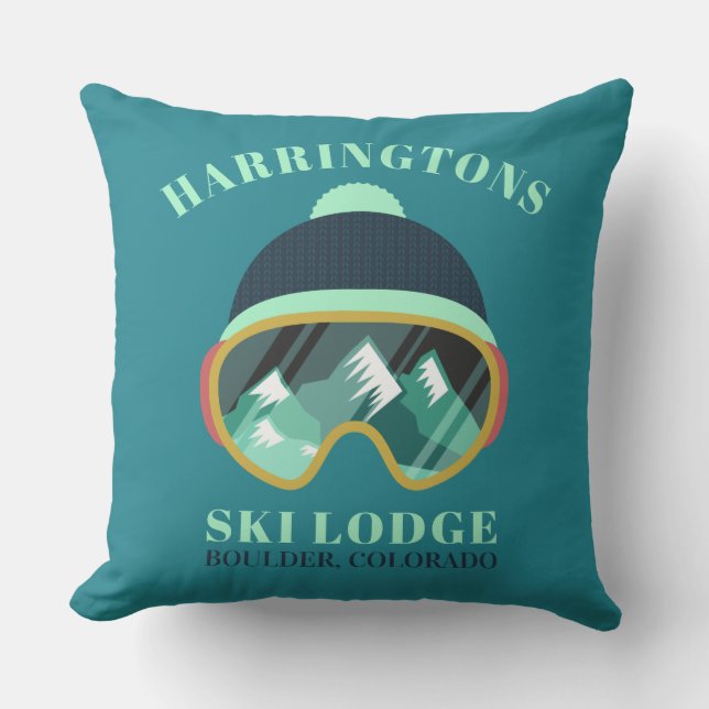 Custom Text Ski Mask throw pillows (Front)