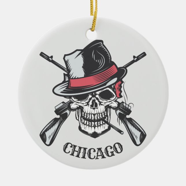 Custom text Skull & Guns ornament (Front)