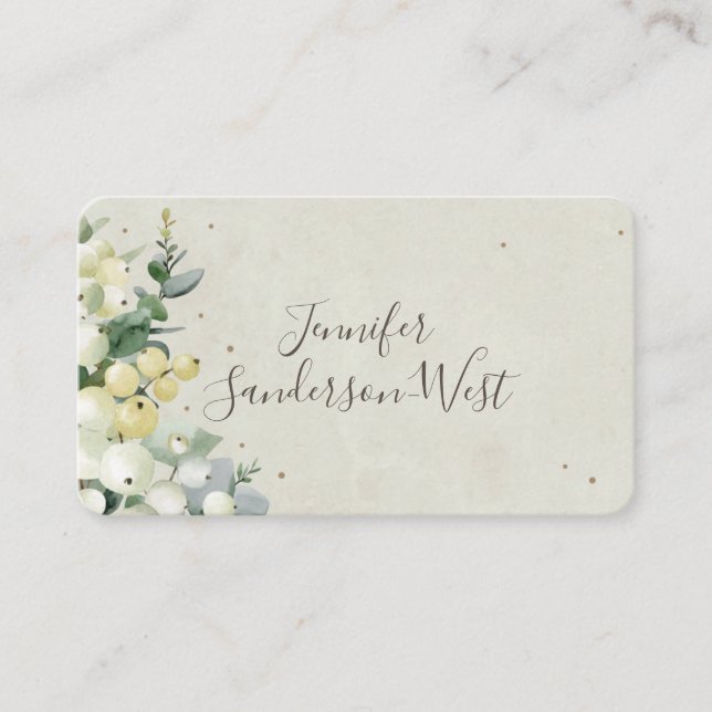 Custom Text Snowberry+Eucalyptus Christmas Place Card (Front)