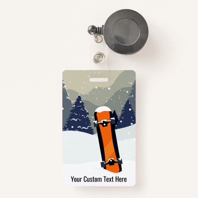Custom Text Snowboarding badges ID Badge (Front with Retractable)