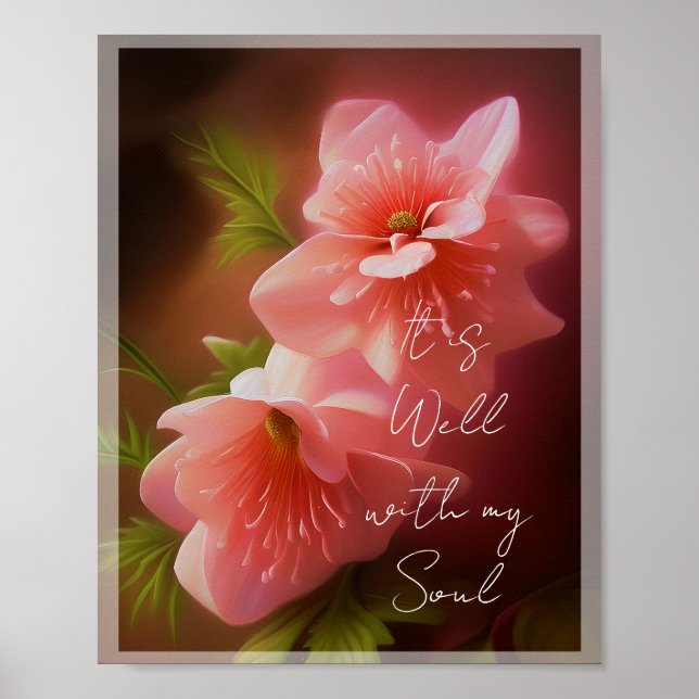 Custom text Soft glow pink blossoms poster (Front)