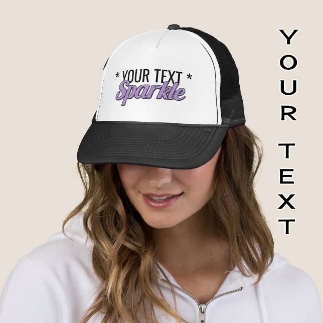Custom text Sparkle purple glitter effect Trucker Hat (Creator Uploaded)
