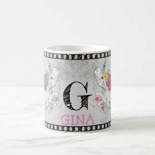 Custom Text/ Sparkle Rainbow Unicorn Retro Film Coffee Mug