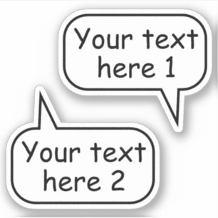 Custom text speech word bubbles set of two