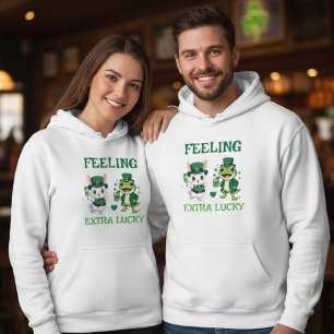 Custom Text St. Patrick's Day Frog and Bunny Hoodie
