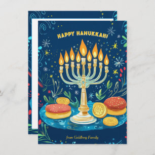 Custom text Starlit Hanukkah Wishes Holiday Card