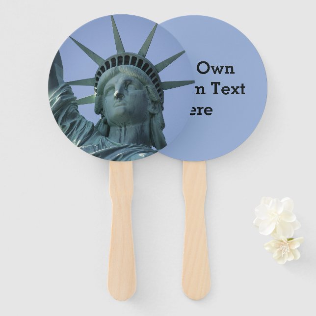 Custom text Statue of Liberty hand fans (Front and Back)