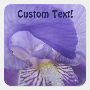 Custom Text Stickers Purple Iris Flowersseals