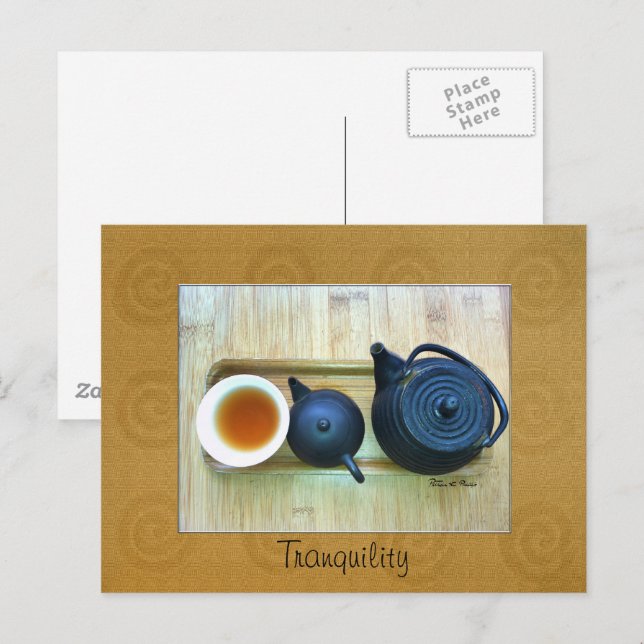 Custom Text Still Life Tea Setting Photo Postcard (Front/Back)