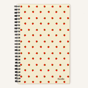 Custom Text Strawberry Ivory Notebook