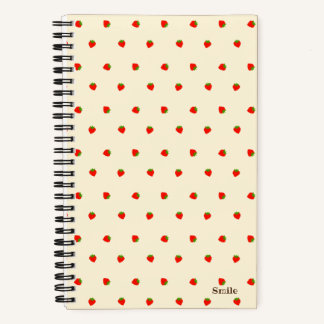 Custom Text Strawberry Ivory Notebook