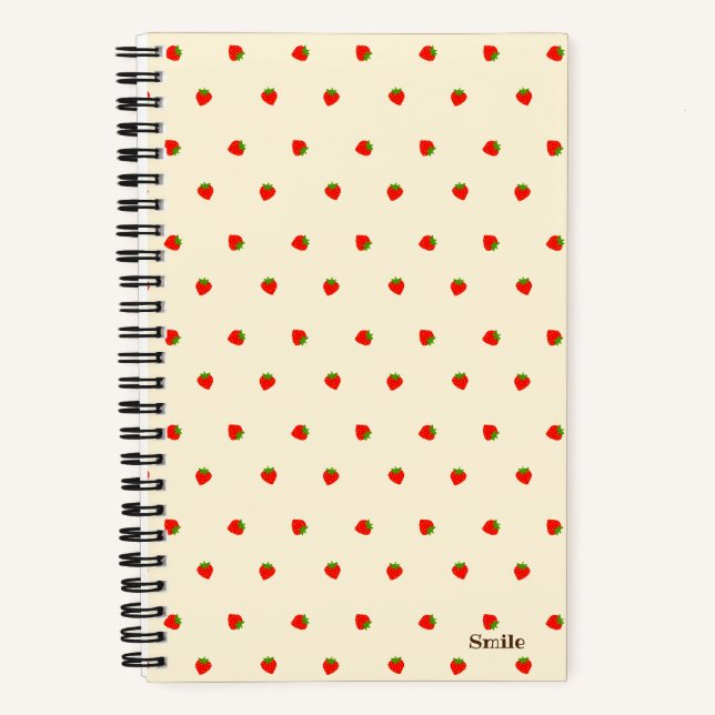 Custom Text Strawberry Ivory Notebook (Front)