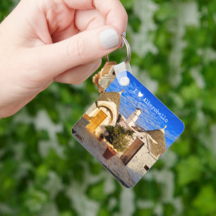 Custom text, stunning town of Alberobello, Puglia  Key Ring