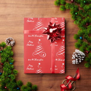 Custom Text Stylised Christmas Tree Wrapping Paper
