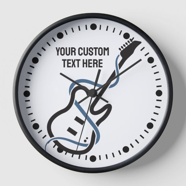 Custom Text Stylised Guitar Clock (Front)