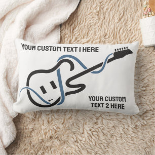 Custom Text Stylised Guitar Lumbar Cushion