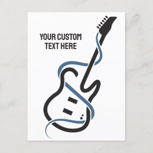 Custom Text Stylised Guitar Postcard