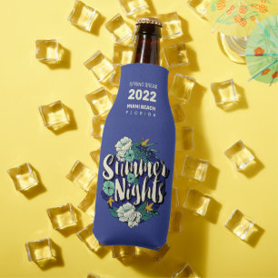 Custom Text Summer Nights Bottle Cooler