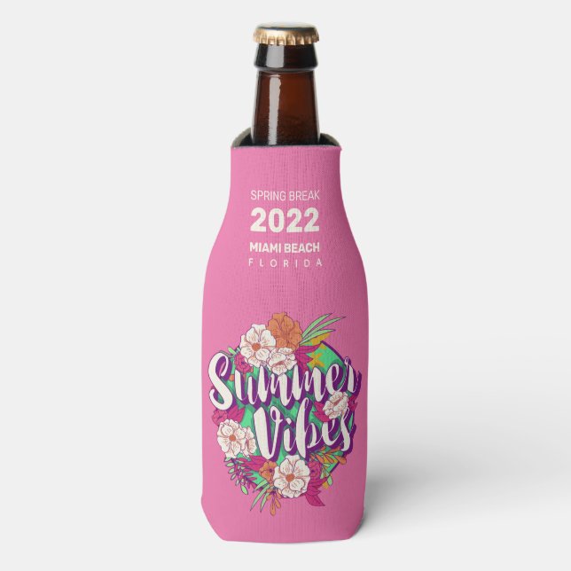 Custom Text Summer Vibes Bottle Cooler (Bottle Front)
