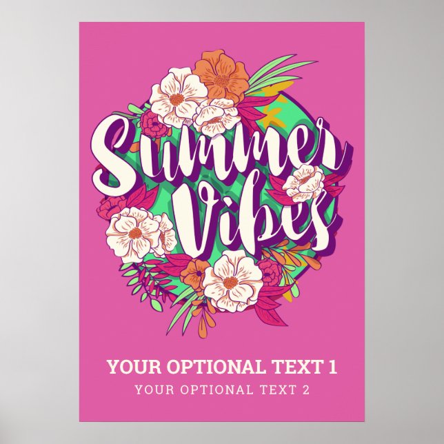 Custom Text Summer Vibes Poster (Front)