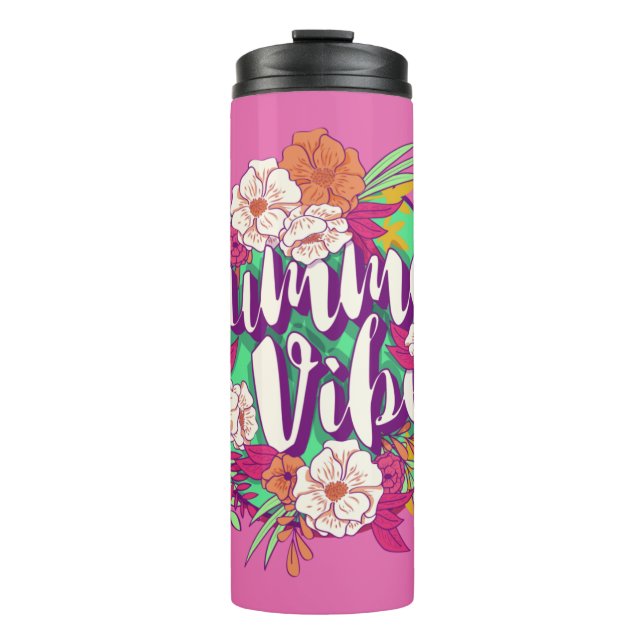 Custom Text Summer Vibes Thermal Tumbler (Front)