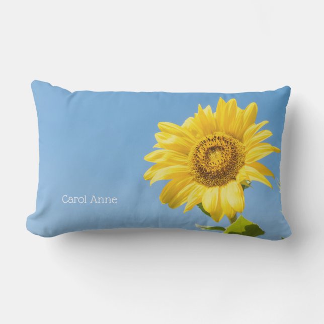 Custom text Sunflower Lumbar Cushion (Front)