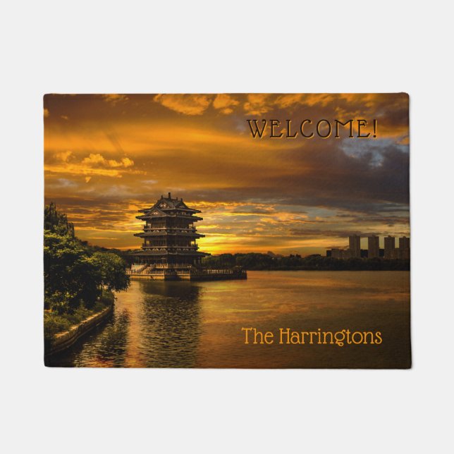 Custom text Sunset near Yixing door mat (Front)