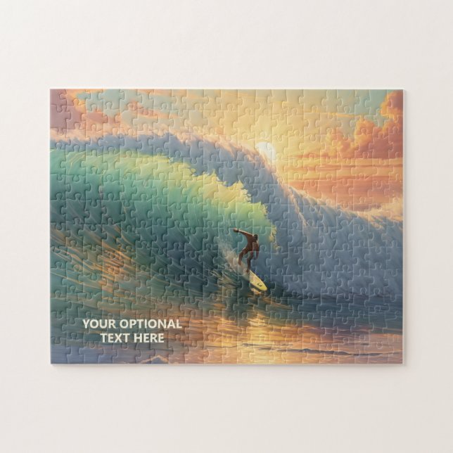 Custom Text Surfing Jigsaw Puzzle (Horizontal)