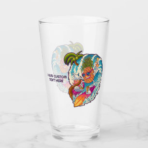Custom Text Surfing Pineapple Glass