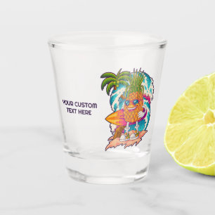Custom Text Surfing Pineapple Shot Glass
