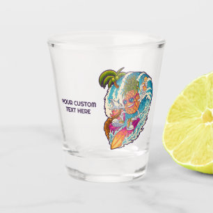 Custom Text Surfing Pineapple Shot Glass