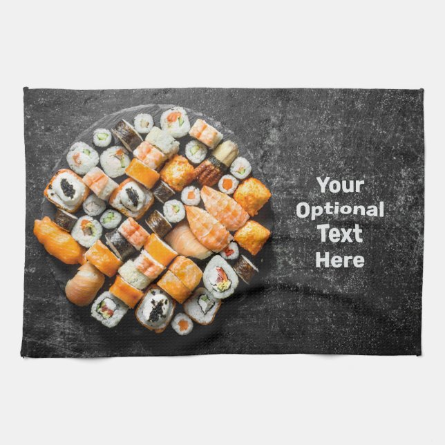Custom text Sushi Platter Tea Towel (Horizontal)