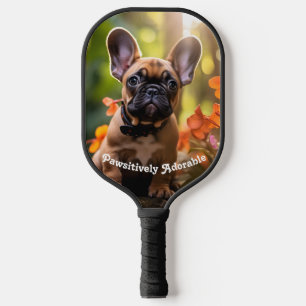 Custom text  🐶💗Sweet Frenchie puppy in a jungle Pickleball Paddle