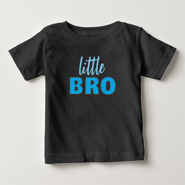 Custom Text Template Black & Blue Little Bro Baby T-Shirt (Front)