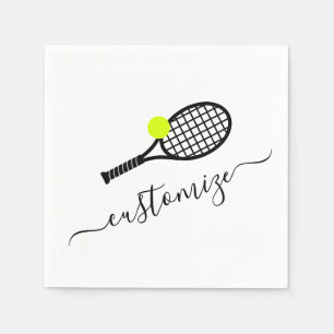 Custom Text Tennis Ball Racket Party Banquet Napkin